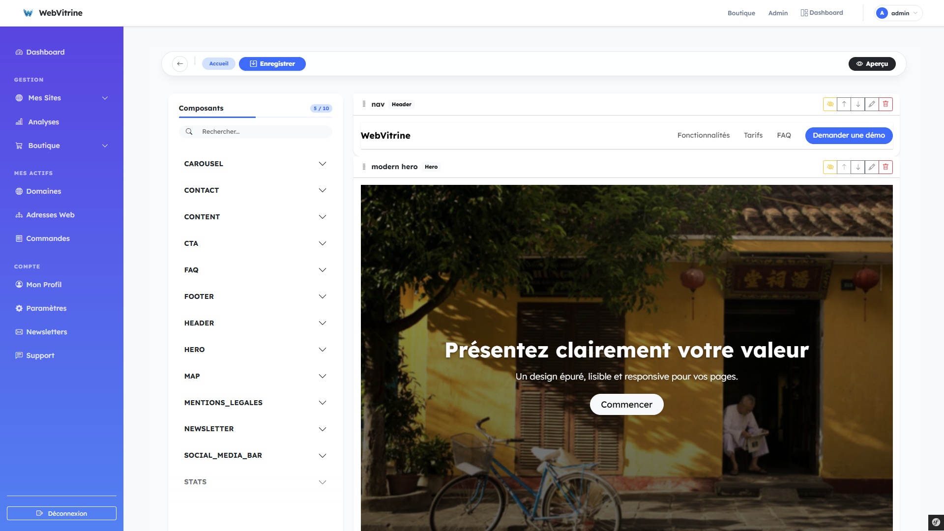Interface de l'éditeur